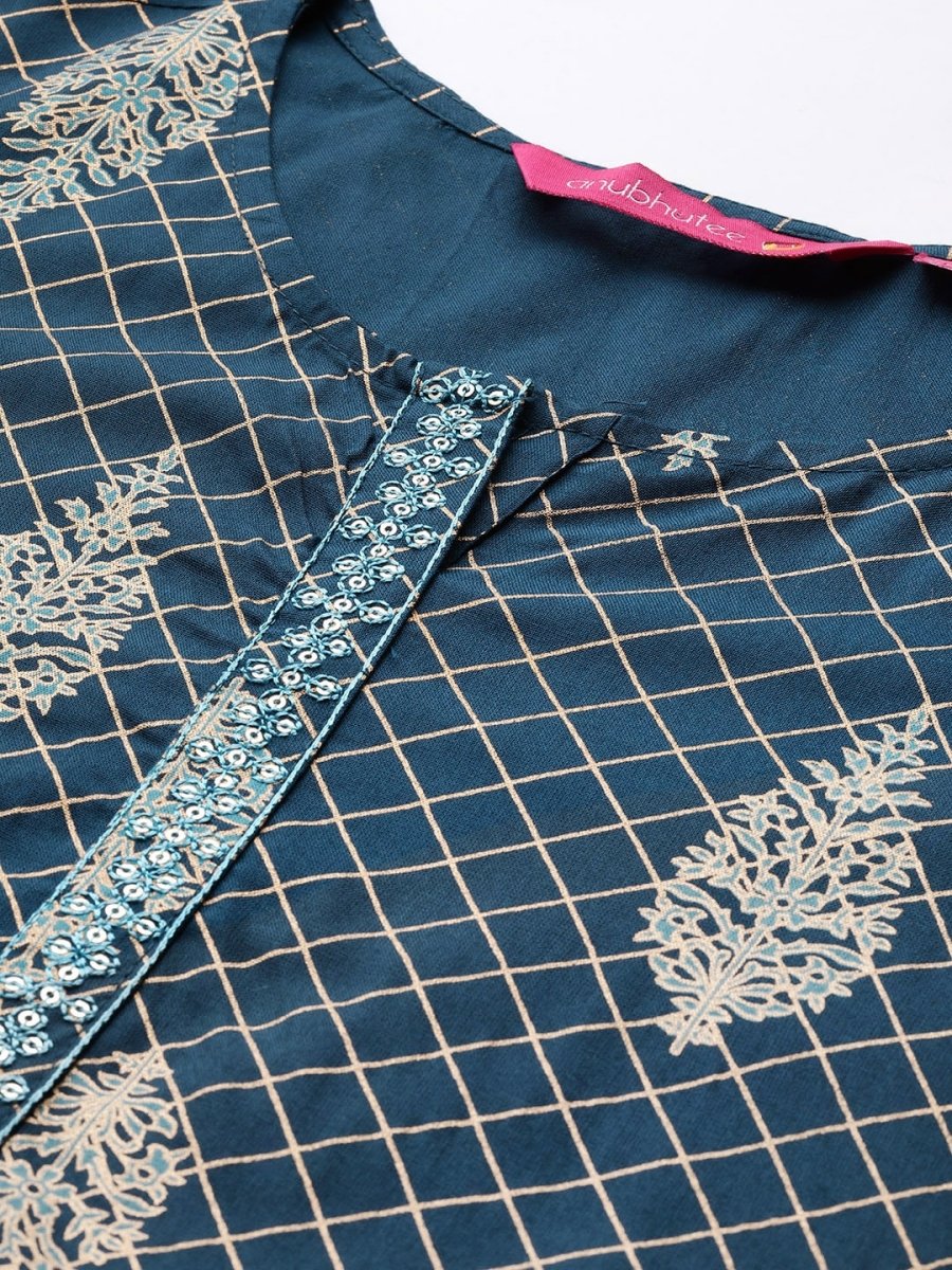 Anubhutee Navy Blue Ethnic Motifs Printed Kurti - Distacart
