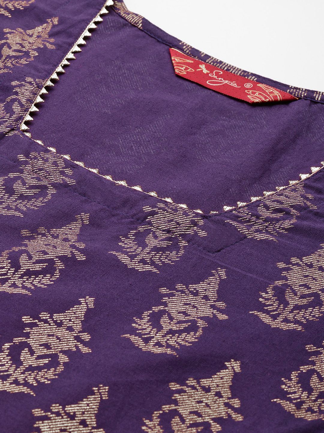 Sangria Ethnic Motifs Printed Gotta Patti Kurta - Distacart