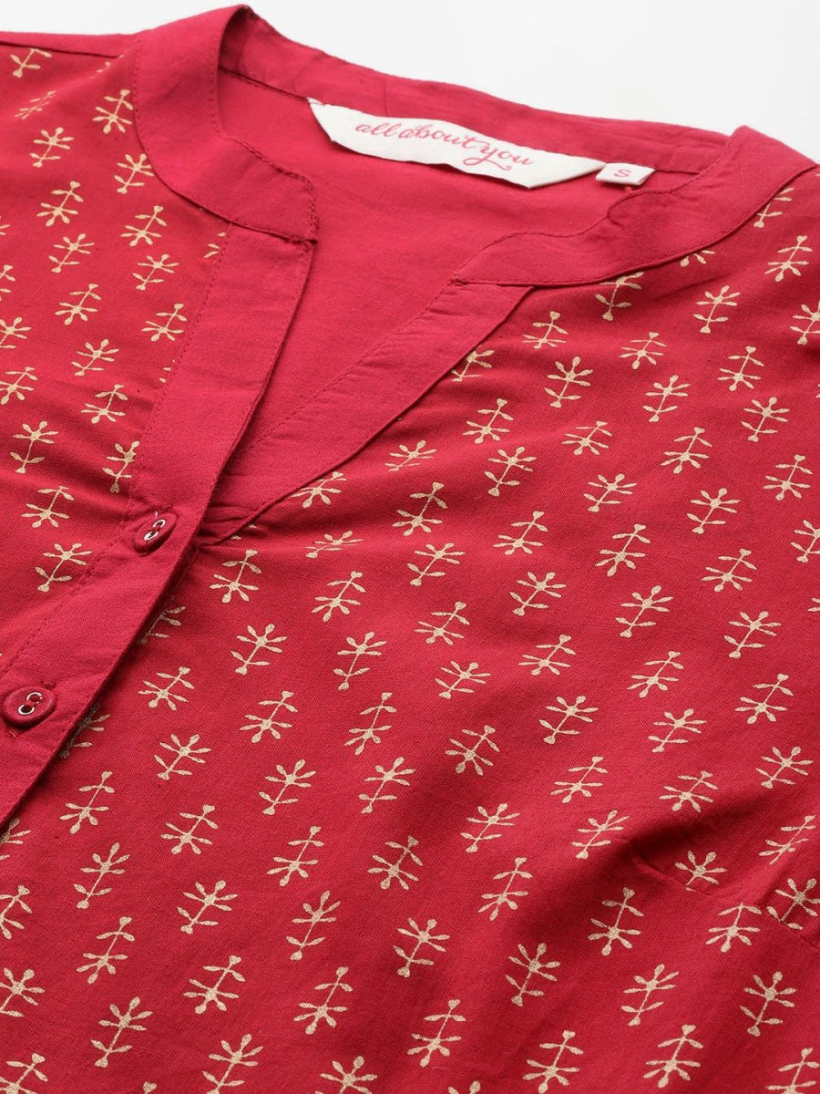 All About You Women Motifs Yoke Design A-Line Kurta with Trousers - Distacart