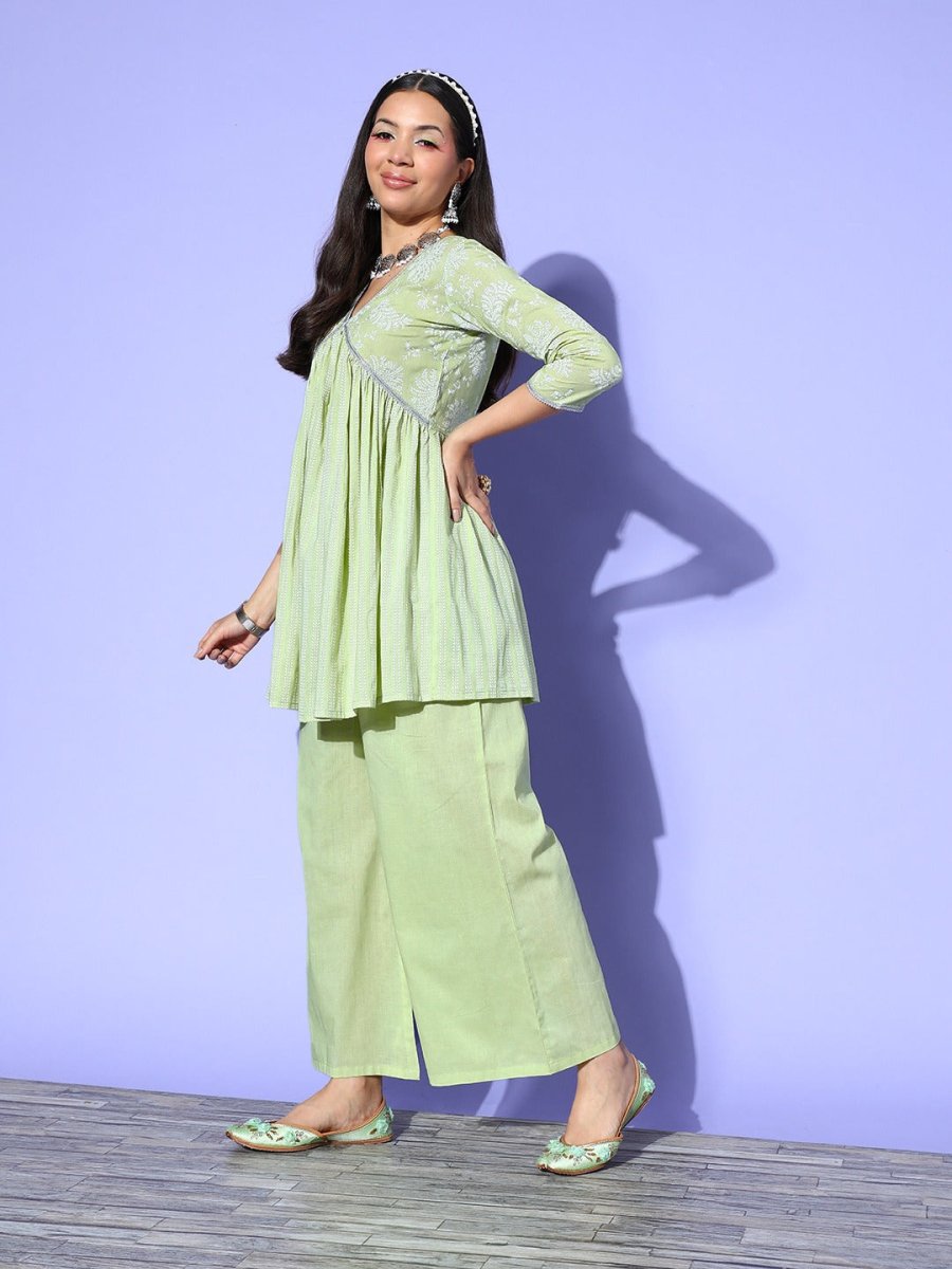Ahalyaa Printed Tunic with Palazzos - Distacart