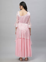 Thumbnail for AURELIA Asymmetric Neck Bell Sleeve Layered Fit & Flare Maxi Ethnic Dress