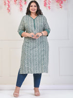Thumbnail for Swasti Plus Size Chevron Printed Pure Cotton Kurta