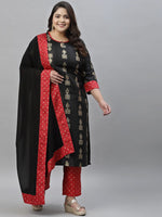 Thumbnail for Sztori Plus Size Floral Printed Regular Kurta with Trousers & With Dupatta - Distacart
