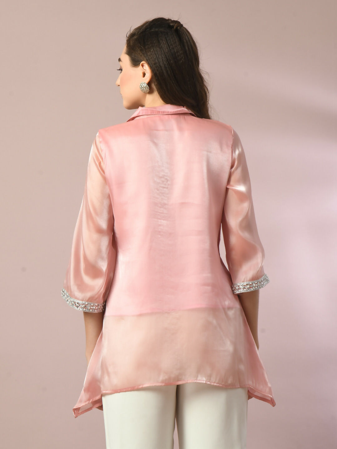 Myshka Women's Pink Solid Longline Party Tunic - Distacart