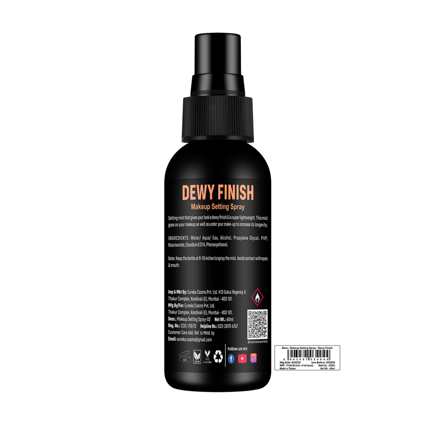 Miss Claire Fixing Spray For Makeup Dewy Finish - Distacart