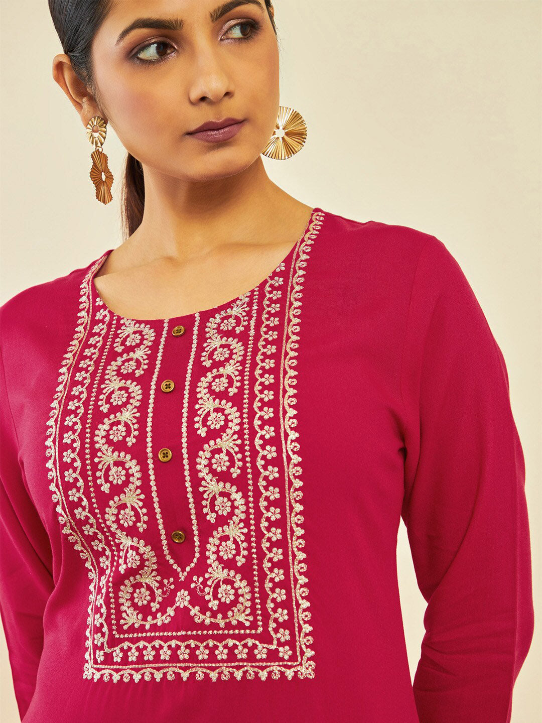 Soch Floral Yoke Design Gotta Patti Straight Kurta - Distacart
