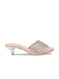 Thumbnail for Metro Women Tan Woven Design Peep Toes Heels