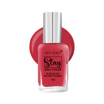 Swiss Beauty Slay Nail Color With Ultra Shine Formulation - 71 Cherry Pink