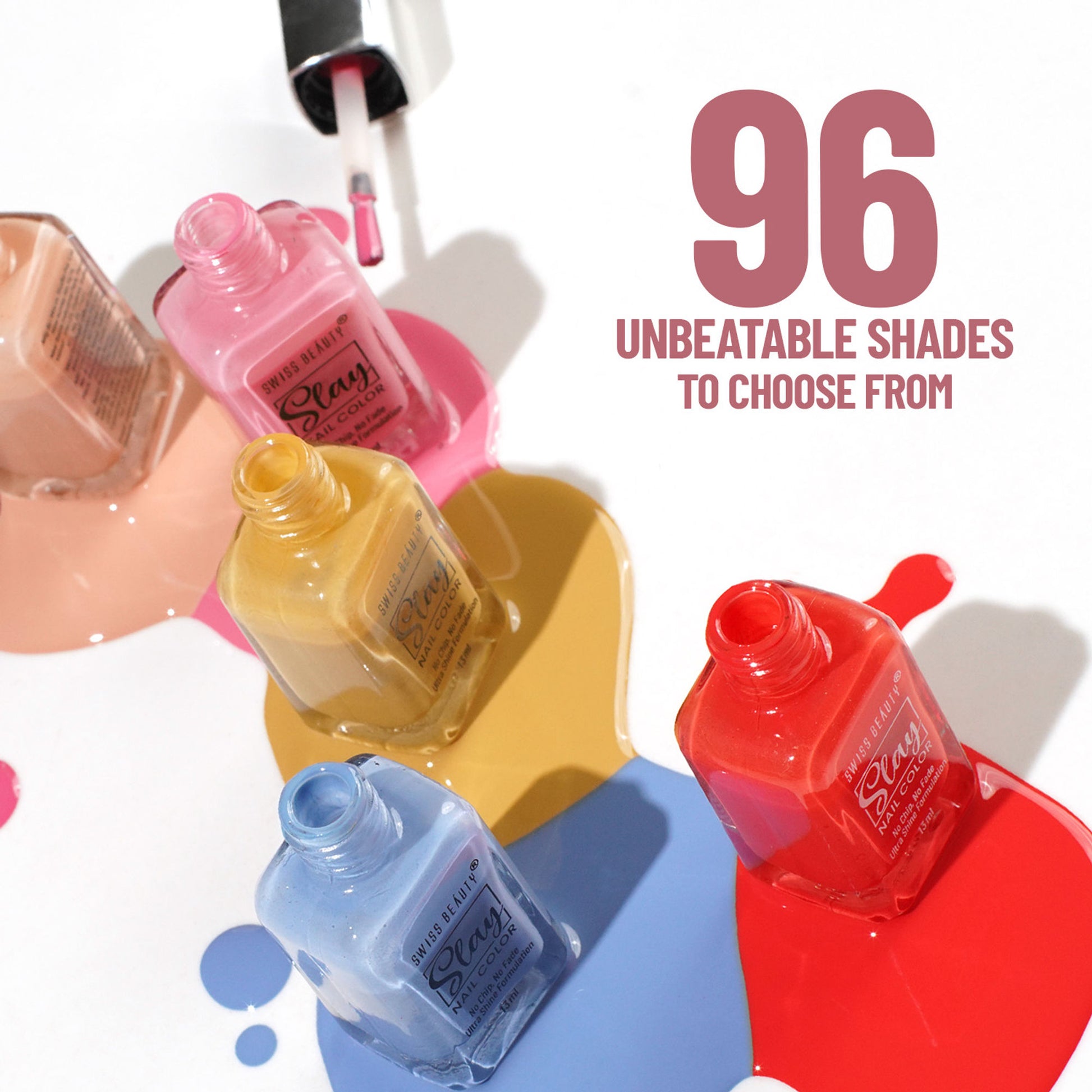 Swiss Beauty Slay Nail Color With Ultra Shine Formulation - 71 Cherry Pink - Distacart