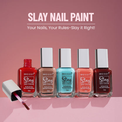 Swiss Beauty Slay Nail Color With Ultra Shine Formulation - 73 Deep Mahogany - Distacart