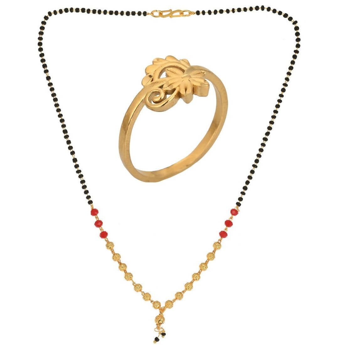 AanyaCentric Gold-plated Mangalsutra & Ring Set - Distacart