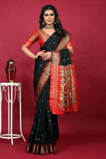 Thumbnail for Jyoti Fashion Women's Black Paithani Silk Zari Woven Saree with Blouse - Distacart