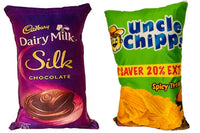 Thumbnail for Unique Fashion Pack of 2 Microfibre Filled Reversible Cushion For Kids - Dairy Milk Silk And Uncle Chips - Distacart