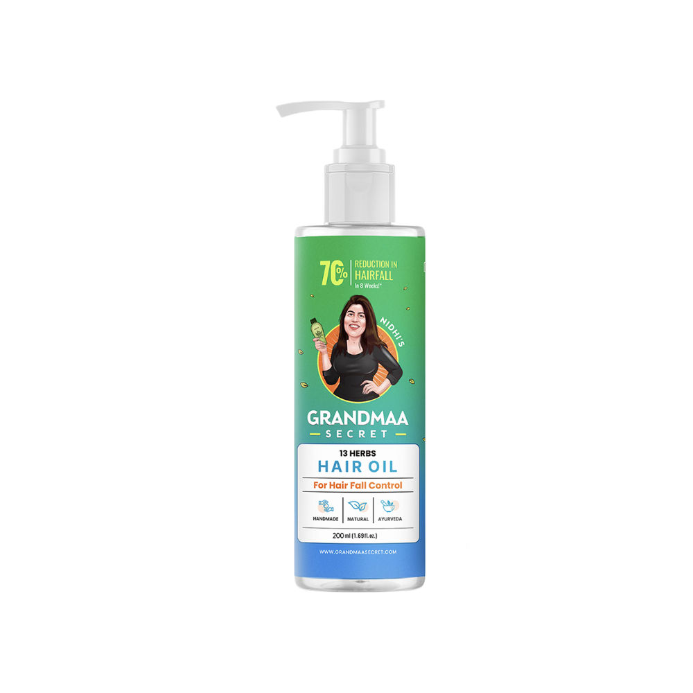 Nidhi's Grandmaa Secret 13 Herbs Hair Oil Handmade Natural Hair Oil With Coconut Oil, Curry Leaves & More Hair Fall Control Oil For Dry Damaged Hair - Distacart