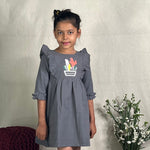 Thumbnail for ArthLife Grey Cactus Embroidered Dress - Distacart