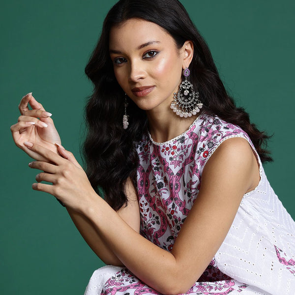 Sangria Pure Cotton Panelled Kurta with Trousers - Distacart