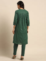 Thumbnail for All About You Striped Pleated Sequinned Pure Cotton Kurta with Trousers - Distacart