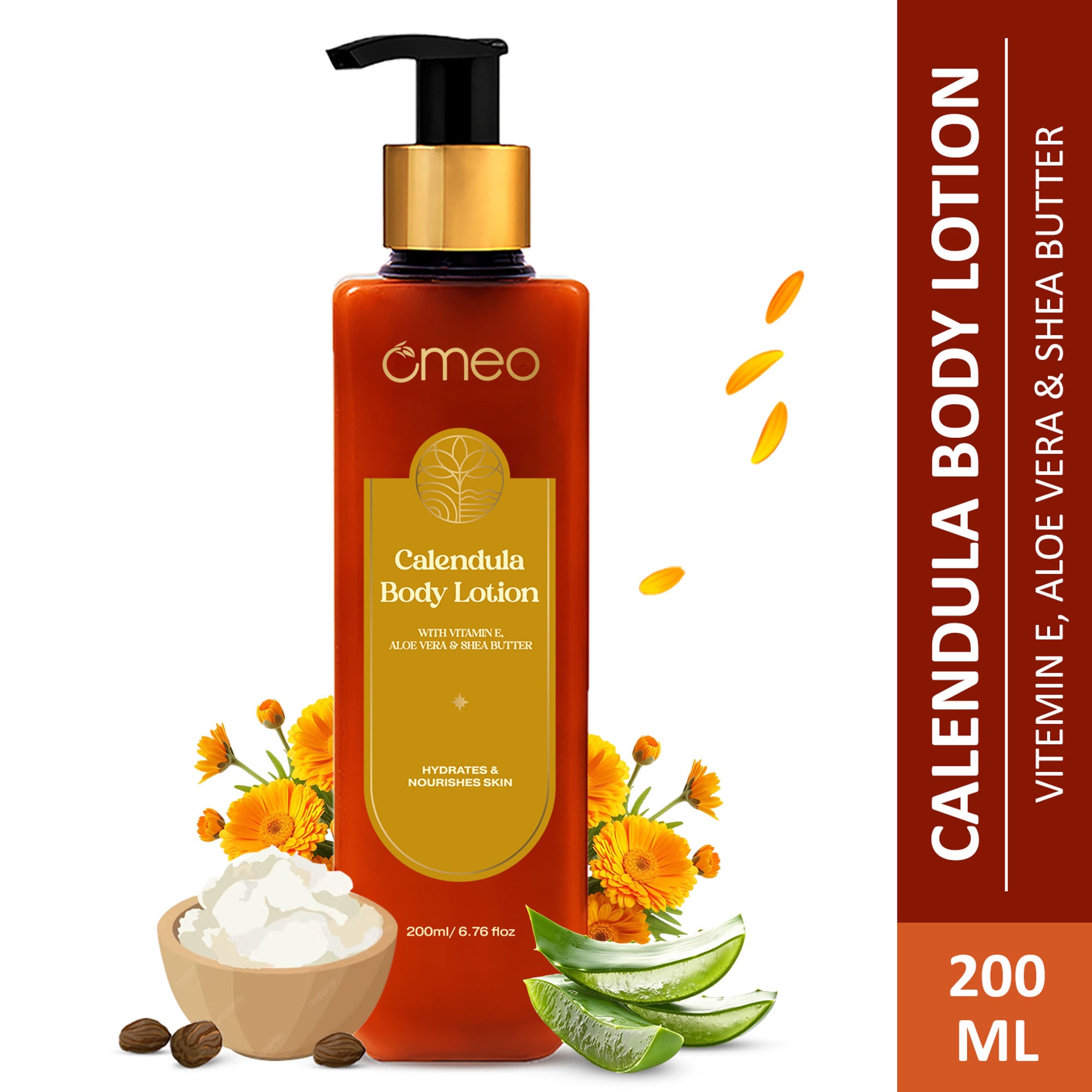 Omeo Calendula Body Lotion with Vitamin E, Aloe Vera & Shea Butter - 200ml