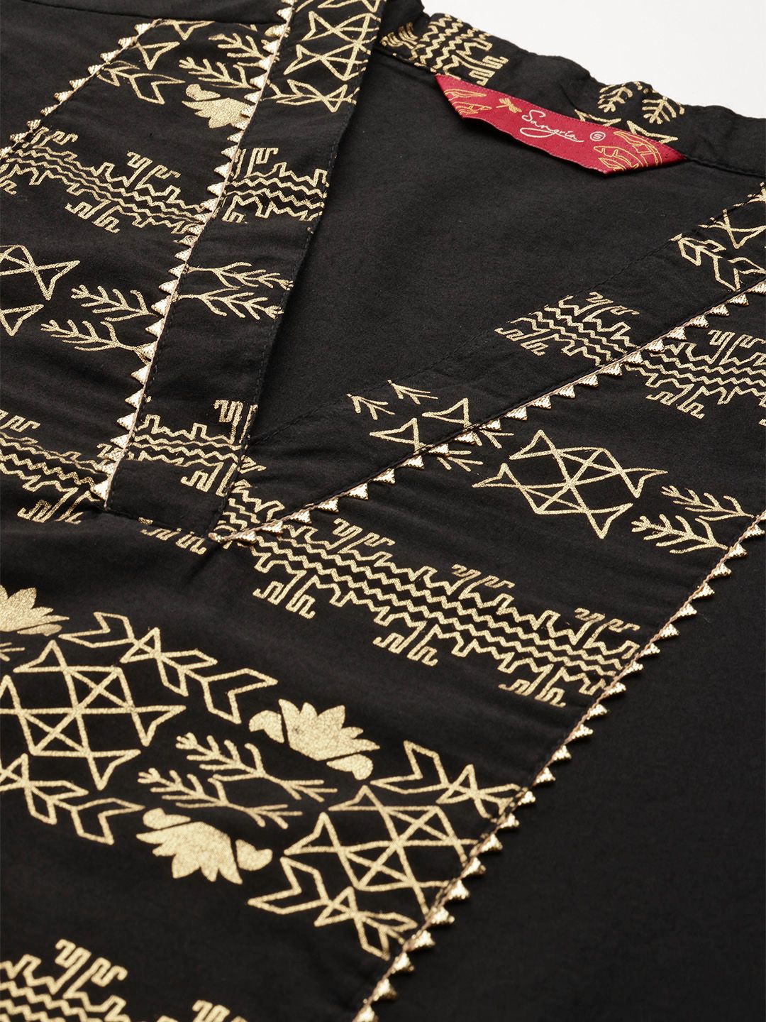 Sangria Ethnic Motifs Printed Gotta Patti Kurta - Distacart