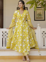 Thumbnail for Anouk Women Floral Printed Thread Work Pure Cotton Kurta Pyjamas With Dupatta