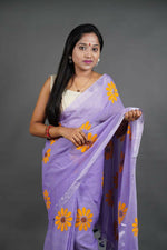 Thumbnail for Exclusive Collection Light Violet Pure Cotton Saree With Sunflower Design