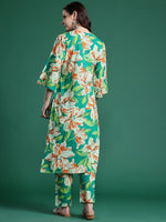 Thumbnail for Indo Era Women Floral Printed Regular Pure Cotton Kurta with Trousers