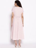 Thumbnail for AURELIA Peach-Coloured Striped A-Line Midi Dress