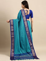 Thumbnail for Anouk Blue & Gold-Toned Woven Design Pure Silk Banarasi Saree - Distacart