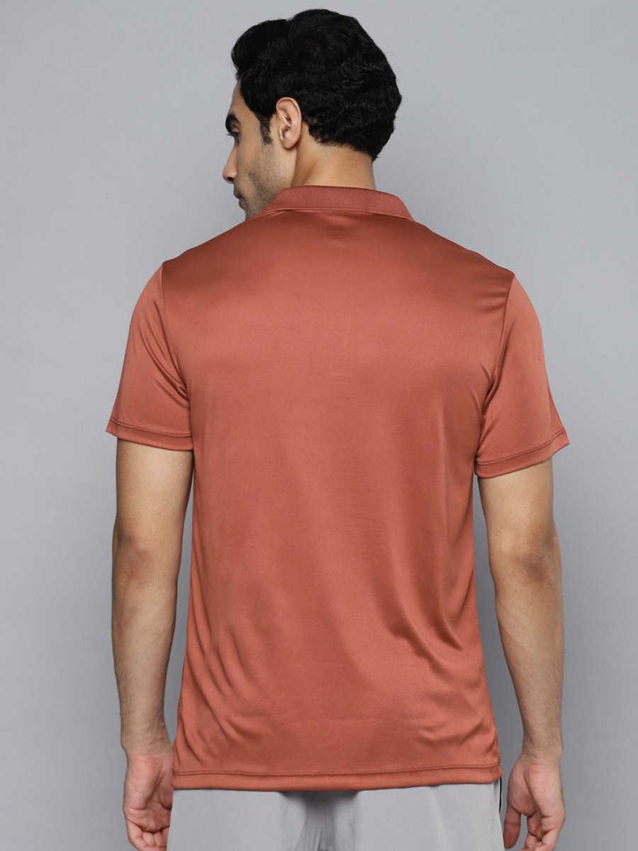 Alcis Men Rust Printed Polo Collar Slim Fit T-shirt - Distacart