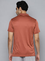 Thumbnail for Alcis Men Rust Printed Polo Collar Slim Fit T-shirt - Distacart