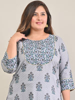 Thumbnail for Swasti Women Grey Floral Printed Floral Pure Cotton Kurta - Distacart