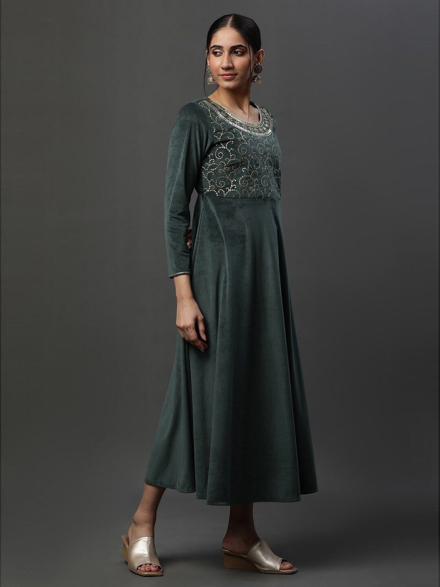 AURELIA Sequins Embellished Empire Ethnic Maxi Dress