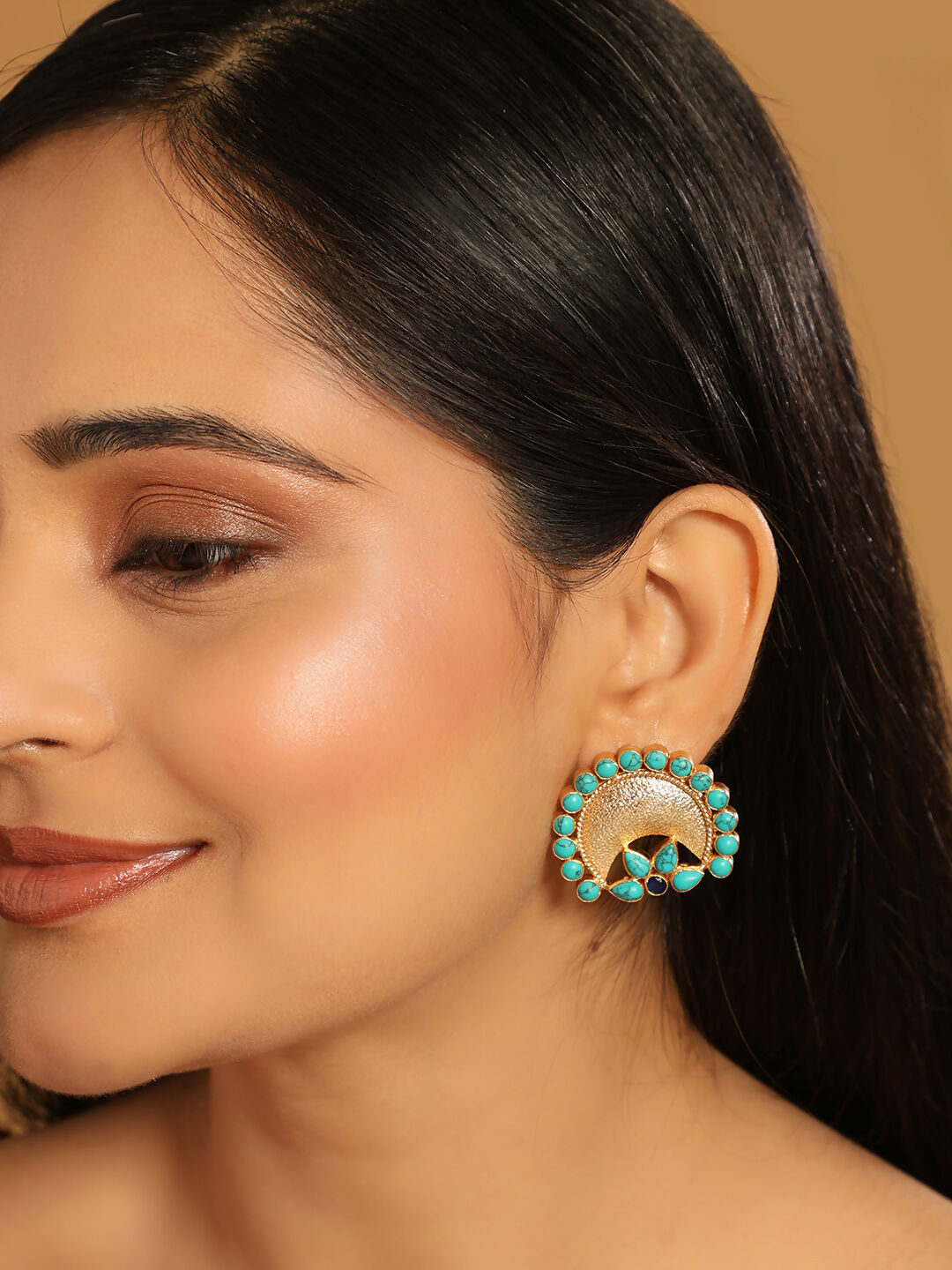 Nuyug Turquoise Crescent Earrings
