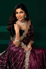 Thumbnail for Joban Fashion Purple Net Party Wear Sarees - Distacart