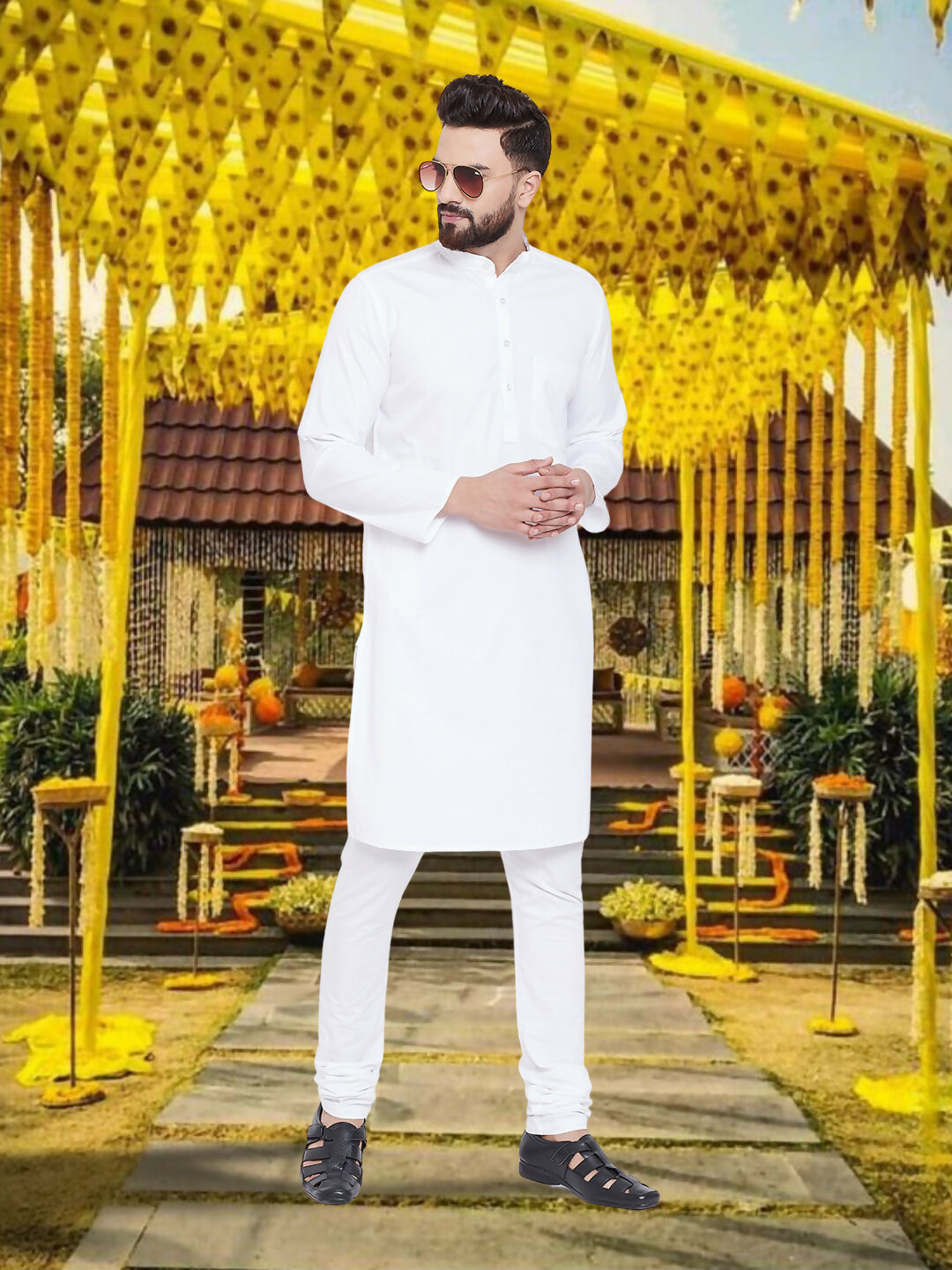 Even Apparels Men's Pure Cotton Self Design White Kurta - Distacart