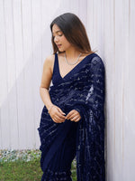 Thumbnail for Anouk Embellished Sequinned Net Saree - Distacart