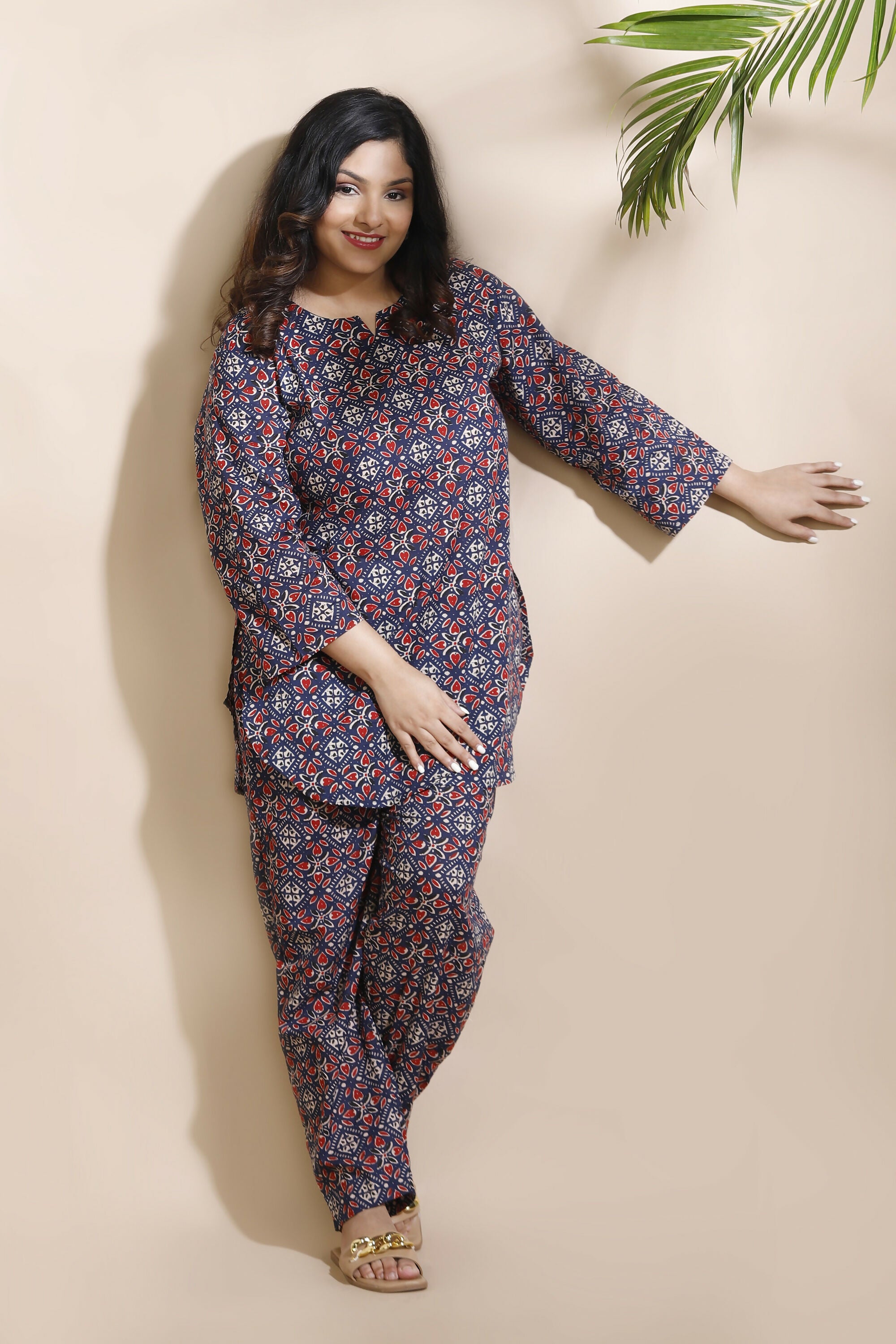 Breathables Geometric Cotton Co-Ord Set – Blue - Dista
