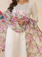 Thumbnail for Indo Era Women Floral Yoke Design Regular Thread Work Pure Cotton Kurta with Trousers & With Dupatta