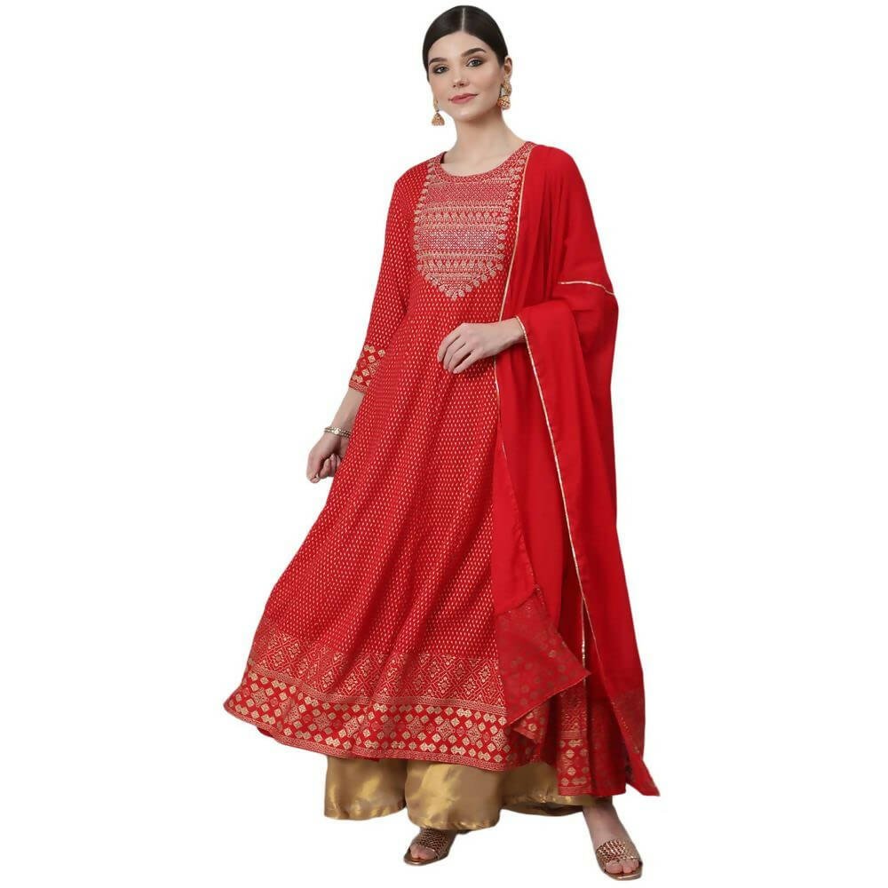 Anubhutee Women's Rayon Red Kurta Set - Distacart