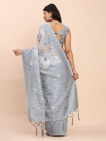 Thumbnail for Astita Linen Cotton Grey Saree