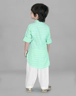 Thumbnail for Joban Fashion Kids Island Cotton Full Sleeves Striped Kurta and Pyjama- Sea Green - Distacart