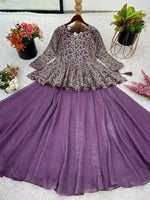 Thumbnail for Teeya Creation Purple Color Crunchy Silk Embroidery Work Festiwal Wear Salwar Suit