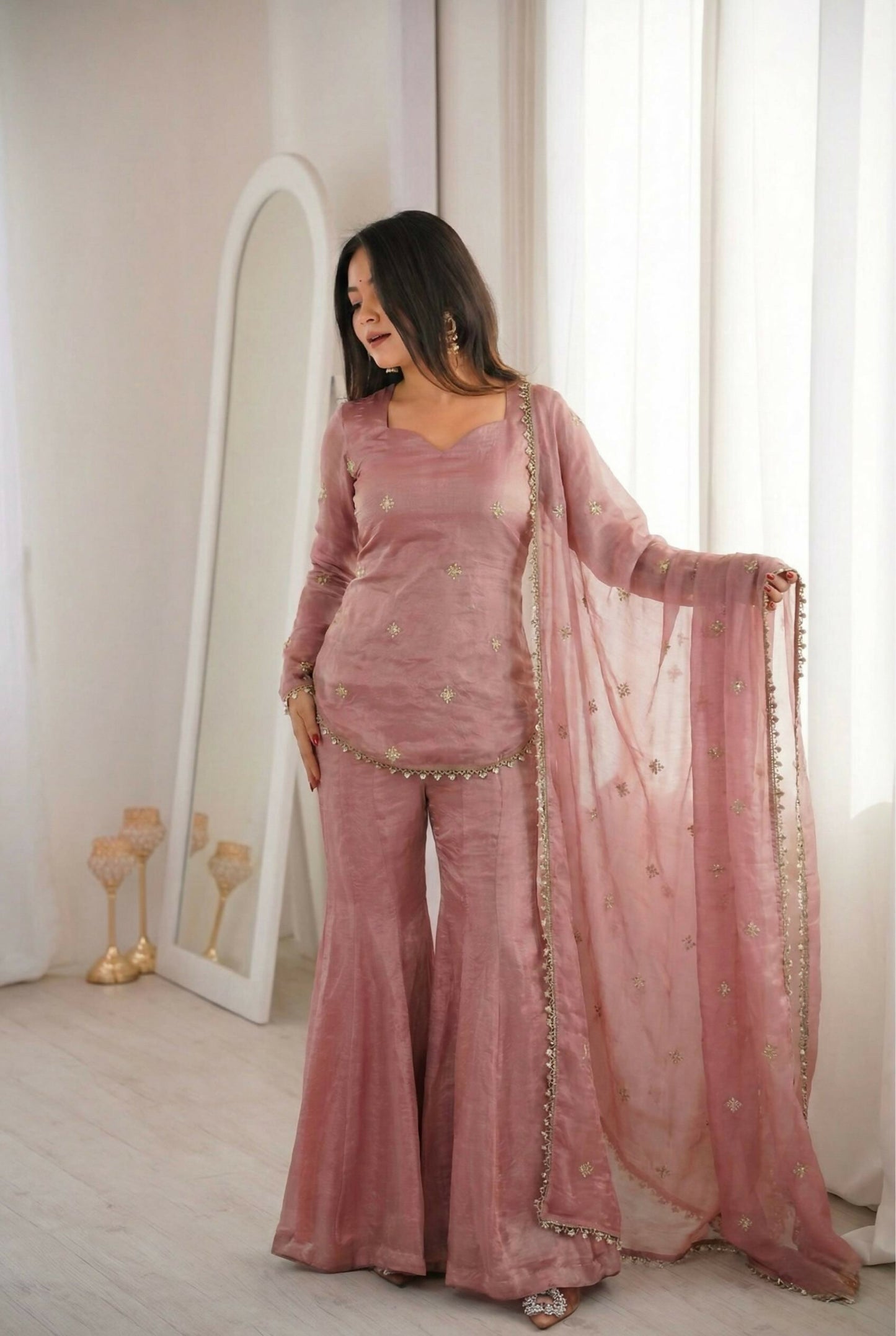 Teeya Creation New Womens Trendy Embroidery Sequence Work Kurta Set - Dista