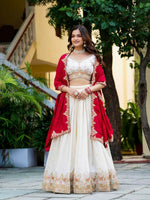 Thumbnail for Lehenga Mart Designer Indian Wedding Lehenga Choli-White - Distacart