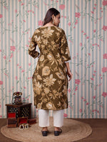 Thumbnail for Ode by House of Pataudi Floral Printed Pure Cotton Straight Kurta - Distacart