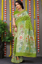 Thumbnail for Jyoti Fashion Women's Green Banarasi Silk Zari Woven Saree with Blouse - Distacart