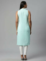 Thumbnail for Ahalyaa Womens Summer Blue Pure Cotton Printed Kurtas - Distacart