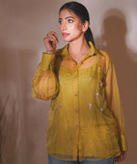 Thumbnail for Timaraa Olive Glow Organza Hand-Embellished Shirt - Dista