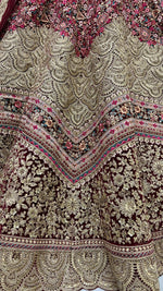 Thumbnail for Jyoti Fashion Women's Maroon Velvet Fancy Dori & Sequins Multi Thread Embroidered with Diamond Work Wedding Lehenga Choli - Distacart