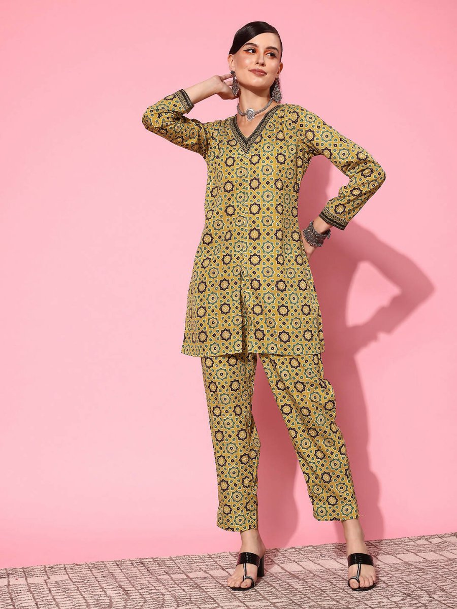 Ahalyaa Women's Traditional Wear Co-ods - Mustard - Distacart